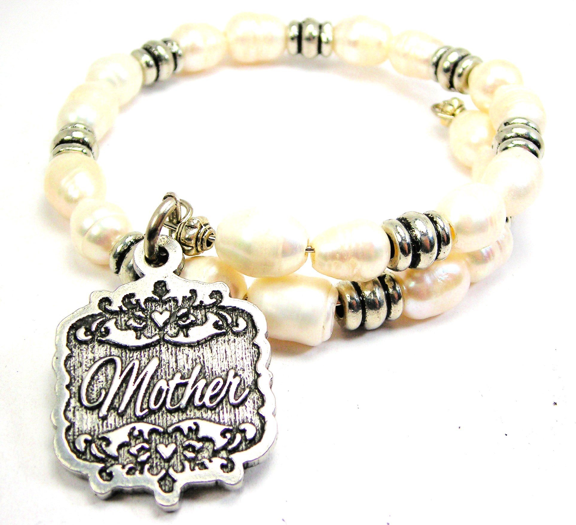 Victorian Scroll Freshwater Pearl Wrap Bracelet for Women - Elegant Mother's Day Gift, Wedding Jewelry & Boho Fashion Accessory