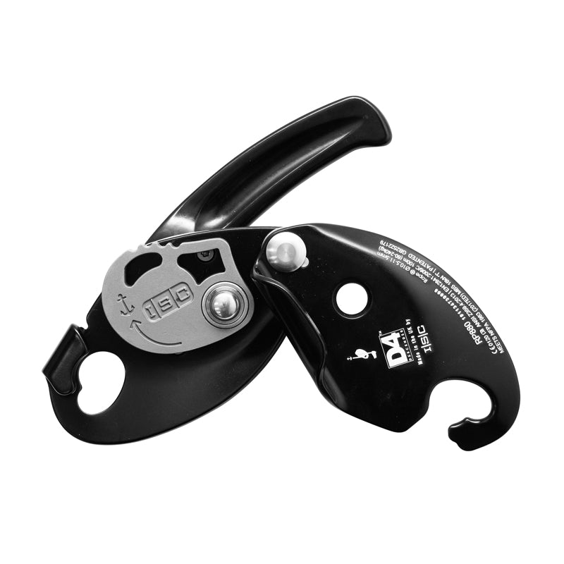 ISC D4 Industrial Descender - Professional Black Rappelling Device for Rock Climbing, Rescue & Safety Operations | Heavy-Duty Construction & Outdoor Adventure Gear