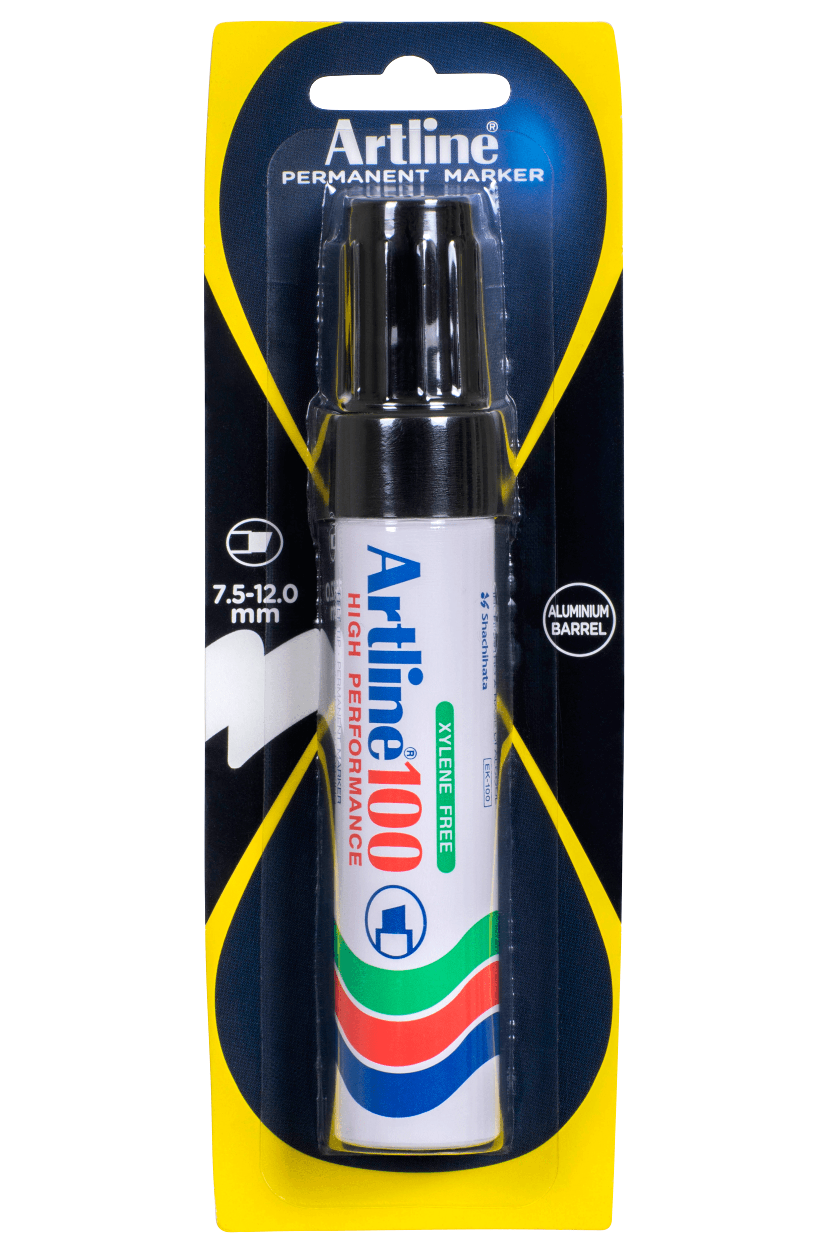 Artline 100 Permanent Marker - Chisel Tip Black Ink - Industrial Strength Writing Tool for Office, Warehouse & DIY Projects