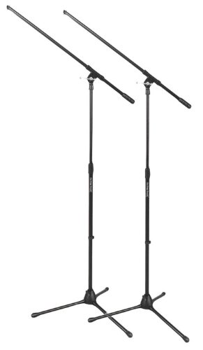 OnStage MS7701B Professional Euro Boom Microphone Stand Bundle (Black) - 2 Pack for Studio Recording, Podcasting & Live Performances
