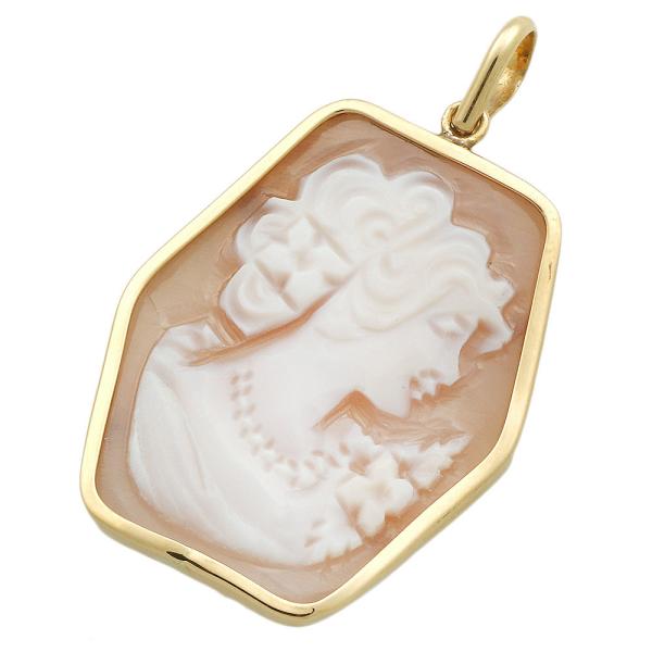 18K Gold Shell Cameo Pendant Necklace - Vintage Italian Cameo Jewelry - Perfect for Weddings & Special Occasions