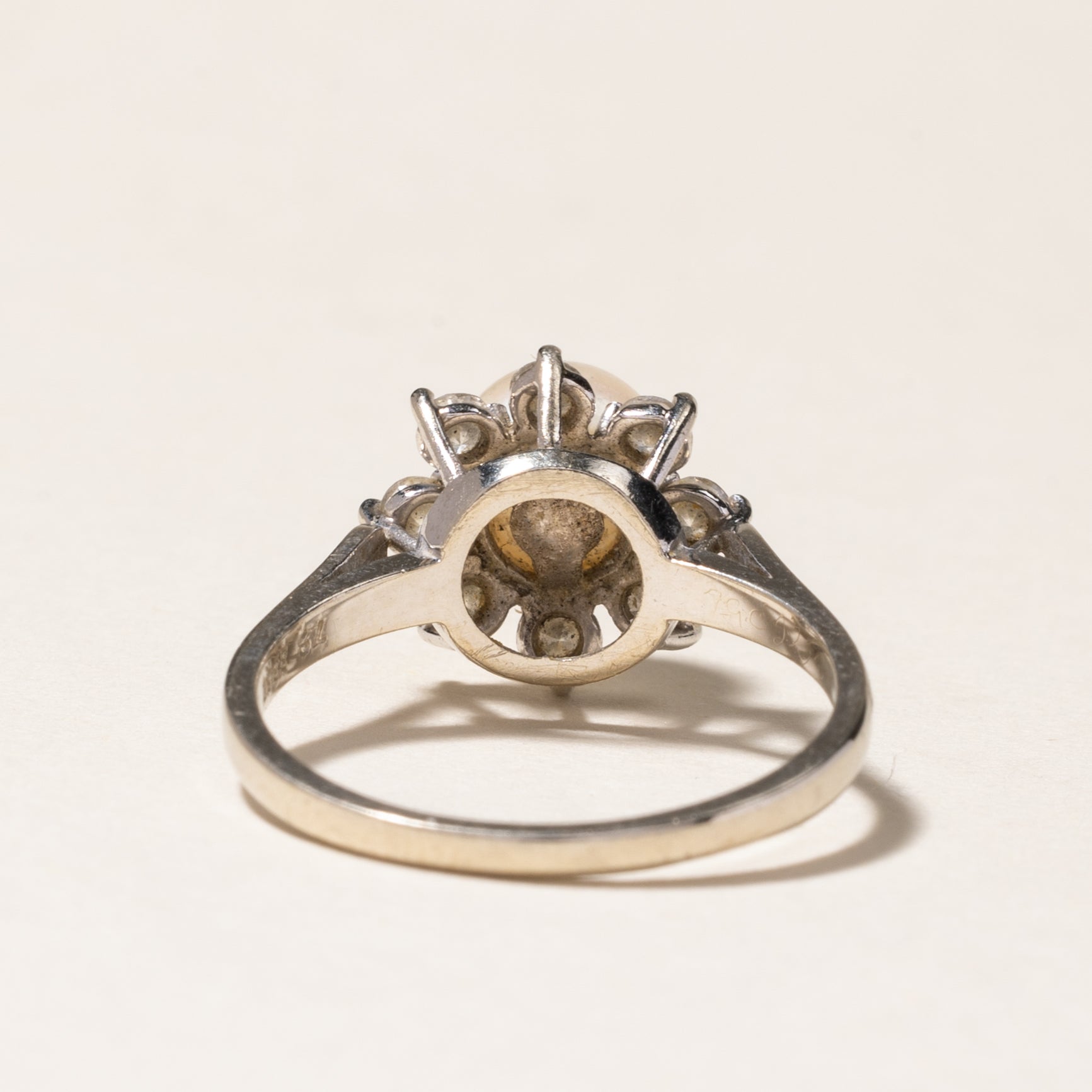 Birks Pearl & Diamond Petal Halo Ring - 6.60mm, 0.24ctw, Size 6 | Elegant Bridal Jewelry, Wedding Band, Anniversary Gift for Her