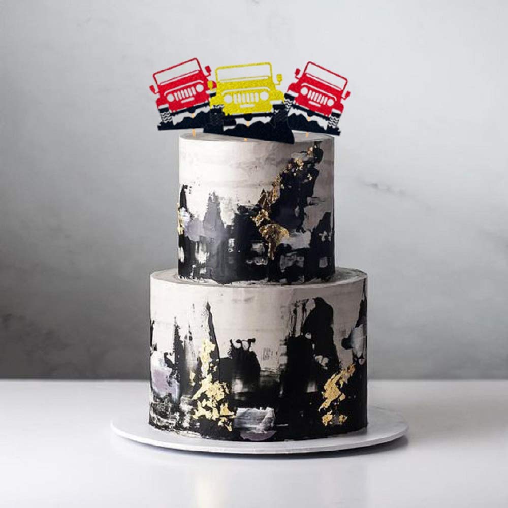 JeVenis 24 PCS Car Cake Toppers - Vehicle Themed Cupcake Decorations for Birthday Parties, Baby Showers & Gender Reveals - Perfect for Boys, Men & Car Enthusiasts