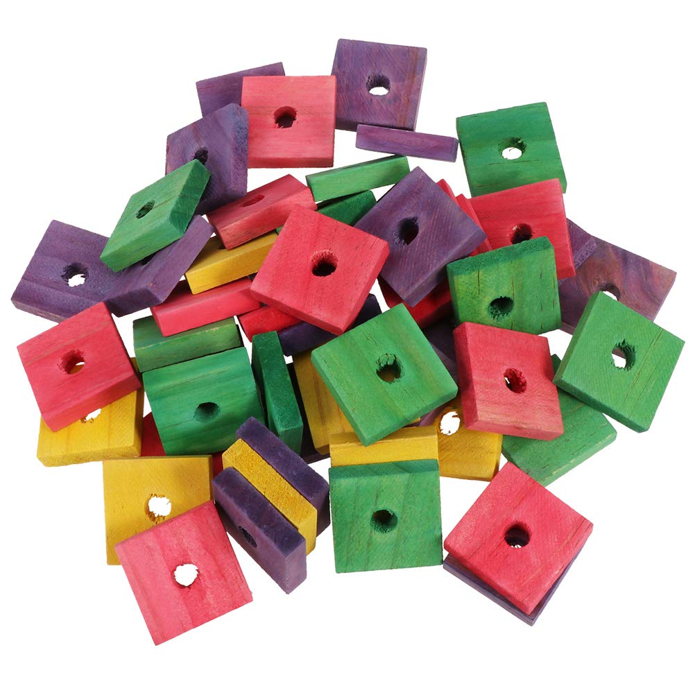100 Pcs Colorful Wooden Bird Toys for Parrots - Chewable Clip-on Biting & Playing Toys - Safe Teething & Craft Decor - Perfect for Cage Enrichment & Training