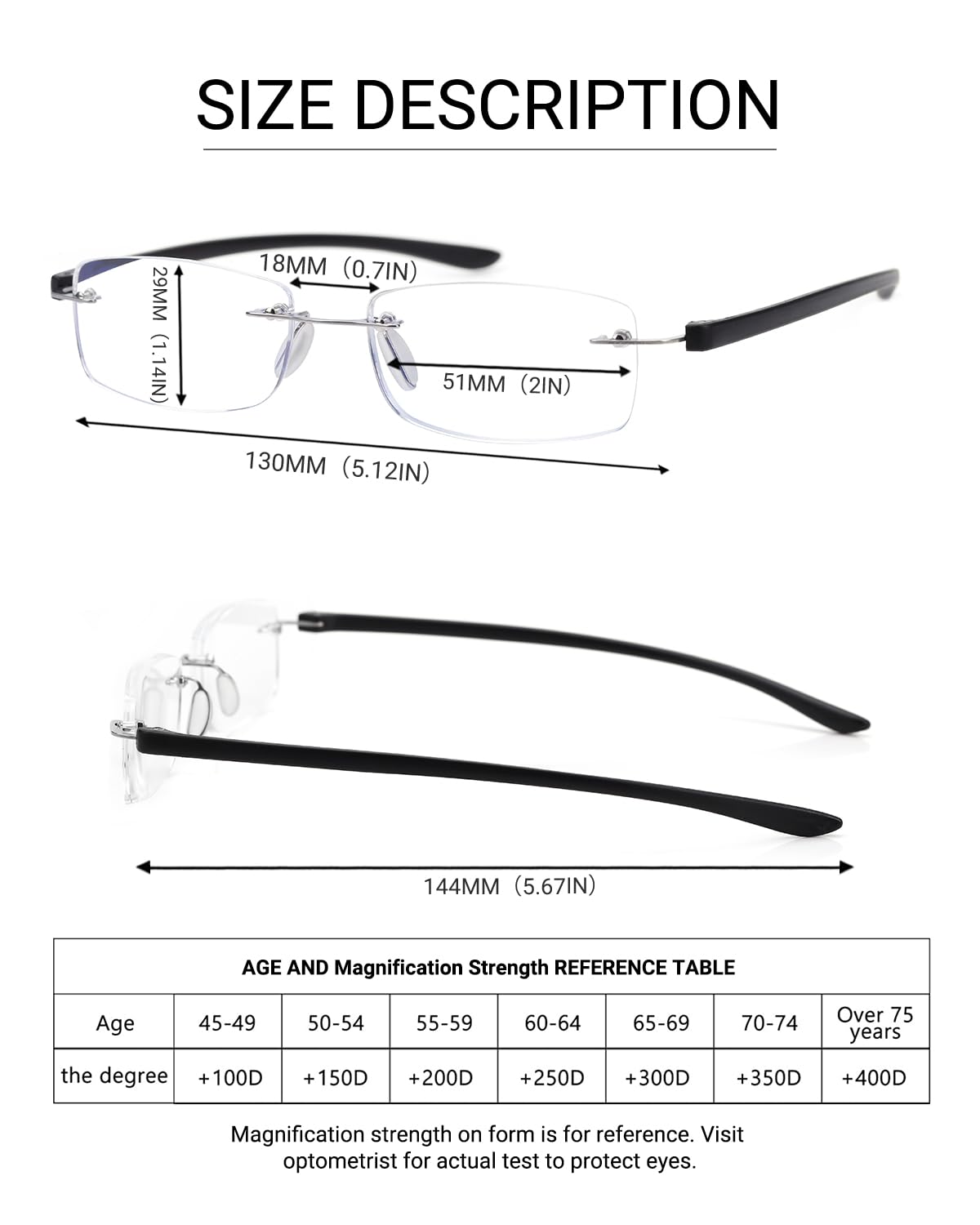 TERAISE 2Pack Blue Light Blocking Reading Glasses - Rimless for Men & Women - for Office & Screen Use
