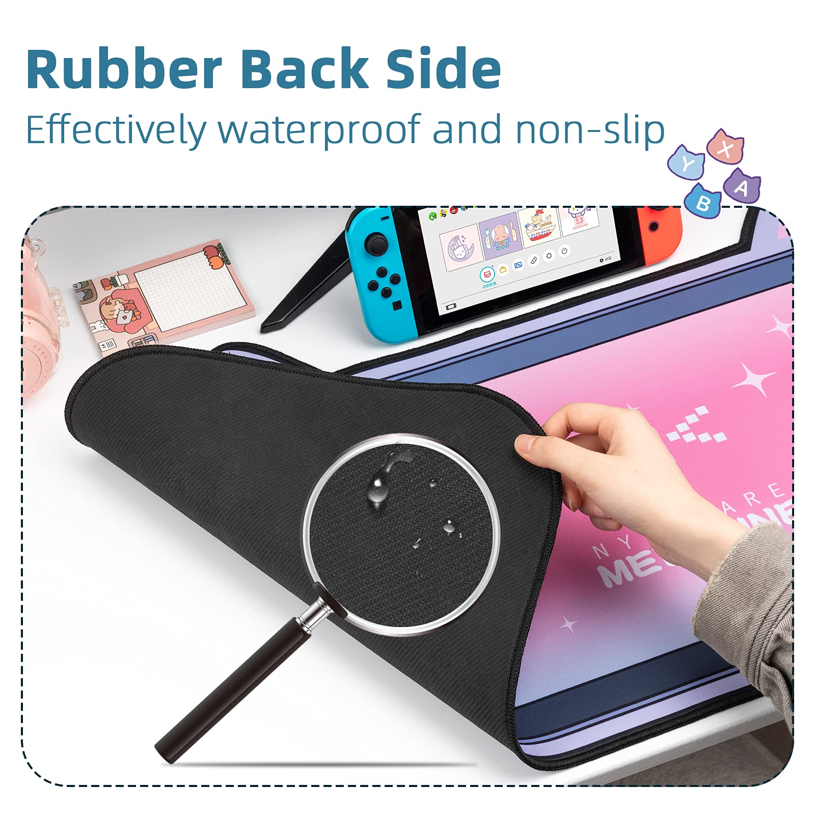 GeekShare Cute Cat Ear Mouse Pad - Non-Slip Gaming & Office Desk Mat for PC Work
