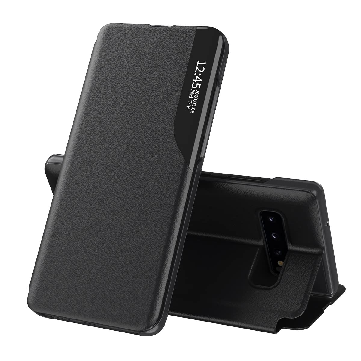Premium PU Leather Flip Phone Case for Samsung Galaxy S10 Plus - Shockproof Protective Cover with Side Display, Stand Function & Sleep/Wake Feature | Perfect for Work, Travel and Daily Protection