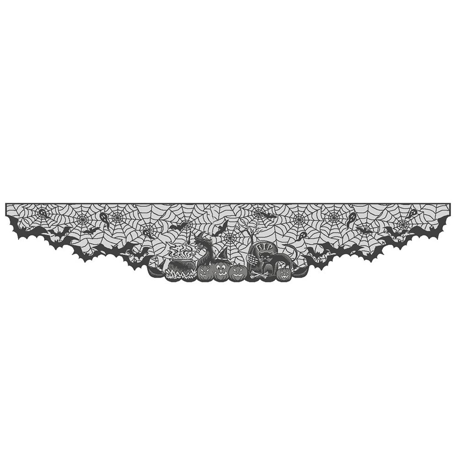 Spooky Halloween Decorations Set - Bat & Spiderweb Lace Tablecloth for Party, Home, and Outdoor Decor