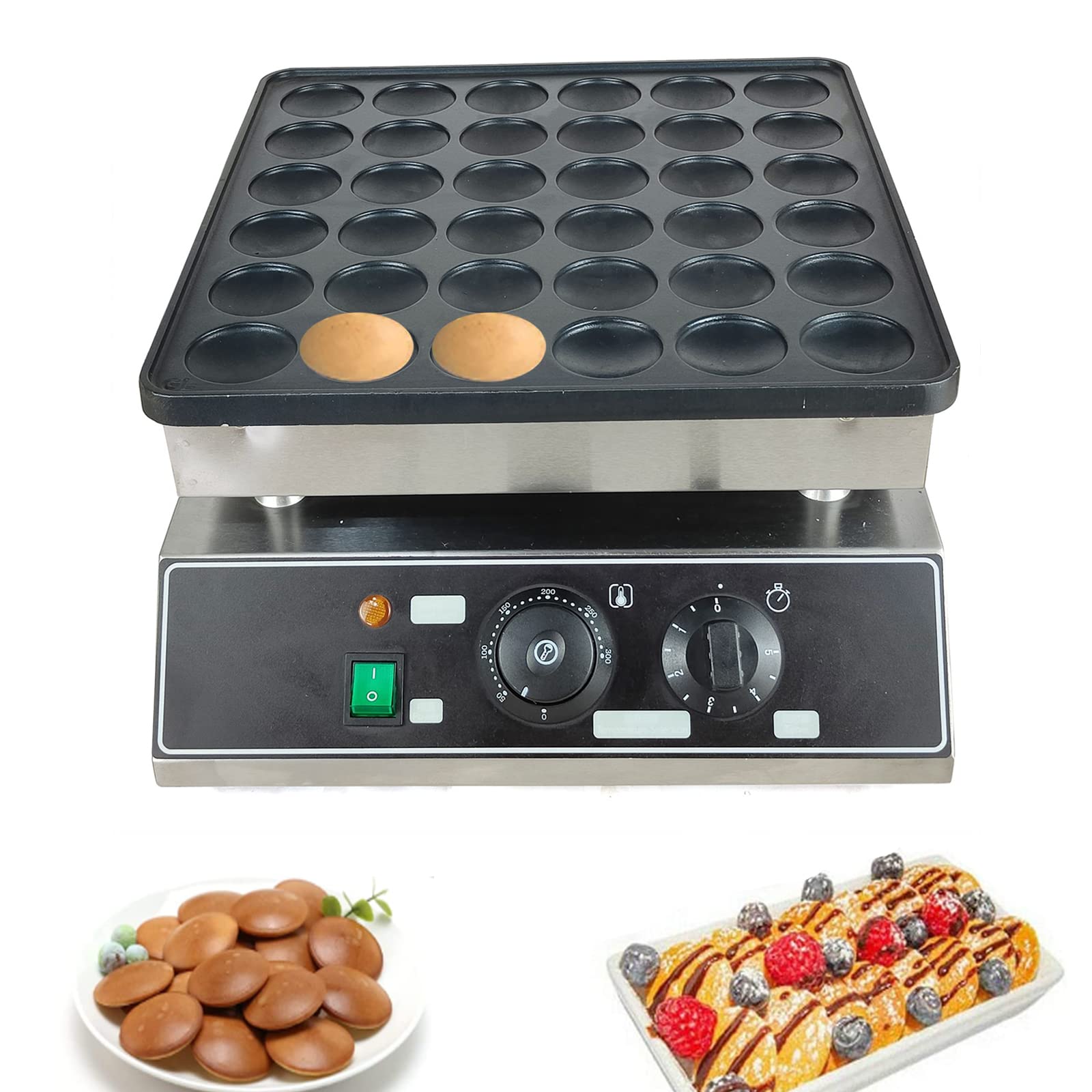Mini Dutch Pancake Baker 36Pcs - Non-Stick Electric Waffle Maker 110V 1000W - Commercial Pancake Machine for Restaurants, Cafes, Bakeries - Perfect for Breakfast, Brunch & Dessert Making