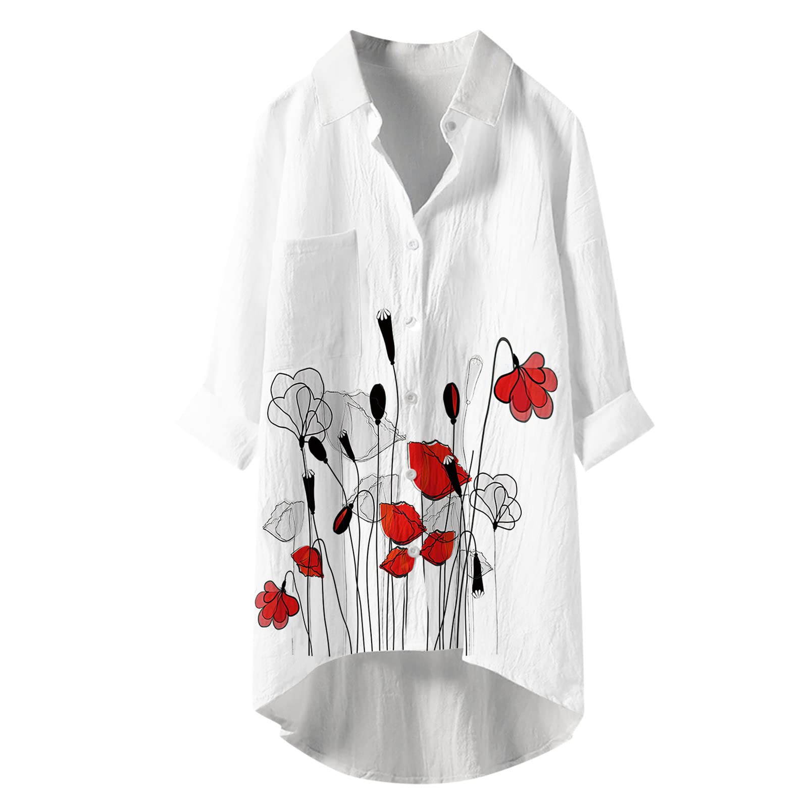 Trendy Women's V-Neck Long Sleeve Tunic Top - Summer Casual & Dressy Blouse for Work, Date Night & Everyday Wear