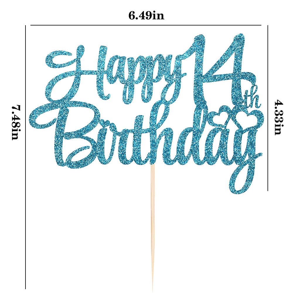 Blue Flash 14th Birthday Cake Topper - Happy 14th Birthday Party Decorations - Perfect for Teen Birthday Cakes, Sweet 16 Celebrations & Milestone Party Decor