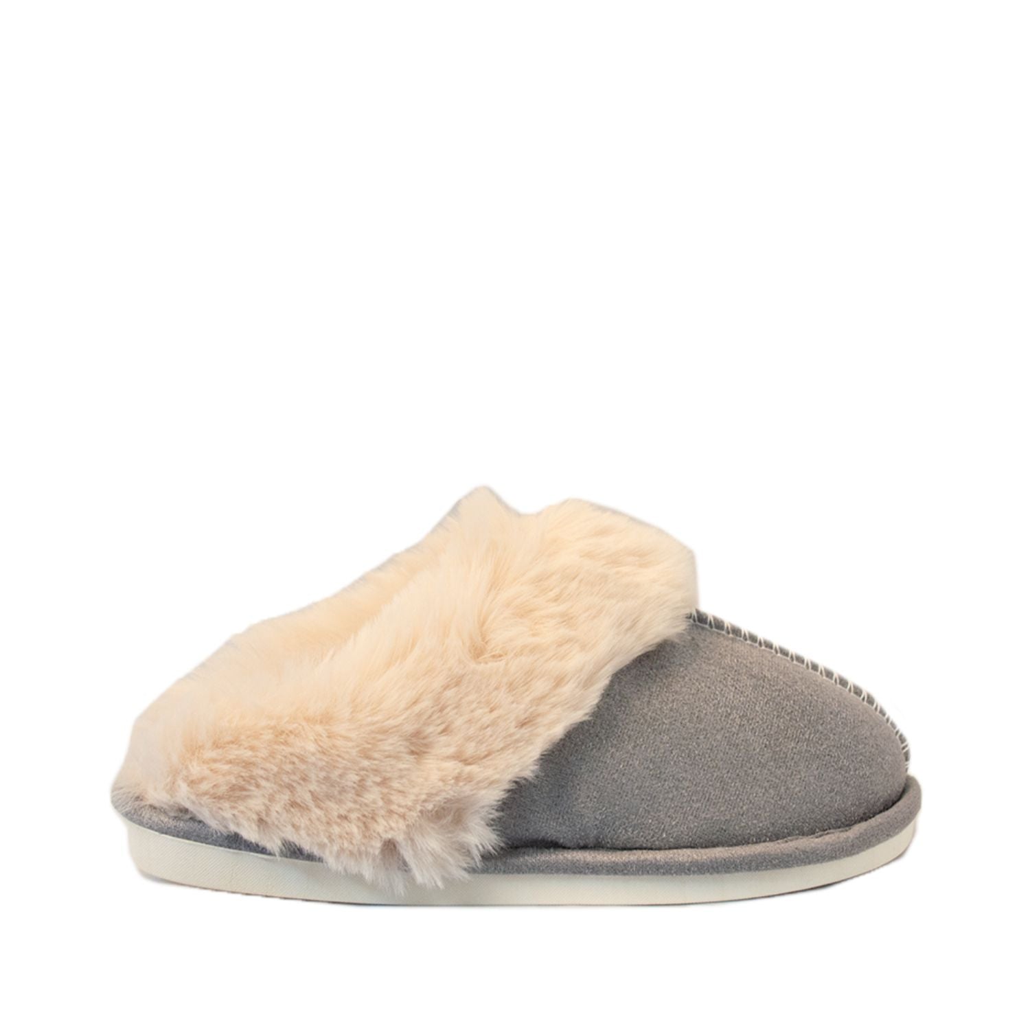 FLOOF Women's Cozy Plush Furry Slippers - Light Grey Indoor House Shoes for Winter Comfort & Relaxation at Home