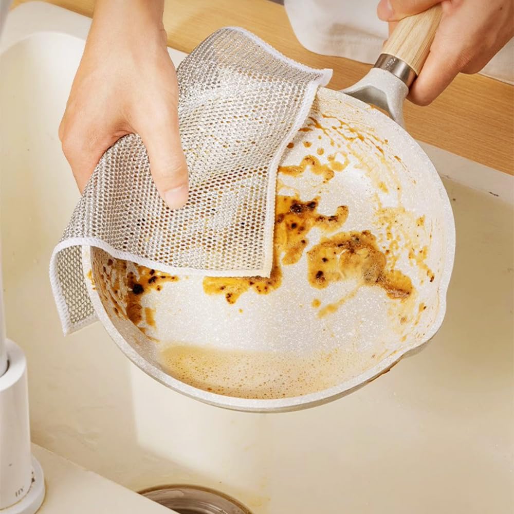 Premium Metal Wire Dish Cloth - Non-Scratch Scrubber for Dishes & Sinks (5-Pack) - Kitchen Cleaning Essential
