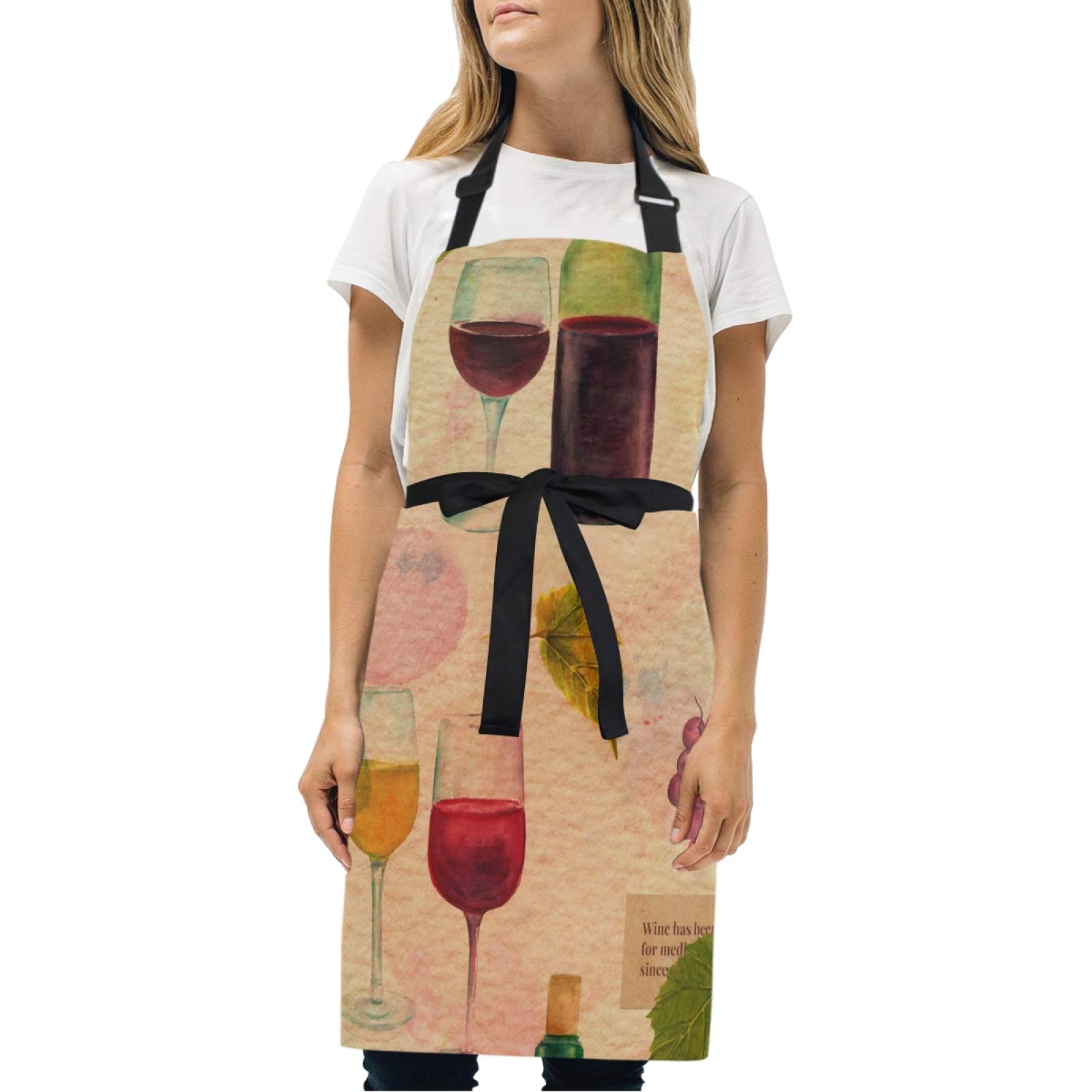 SUABO Wine Grapes Kitchen Apron with Pockets for Cooking, Baking & Grilling - Chef Apron for Women & Men - Perfect for Home Cooking, BBQ Parties & Professional Kitchens