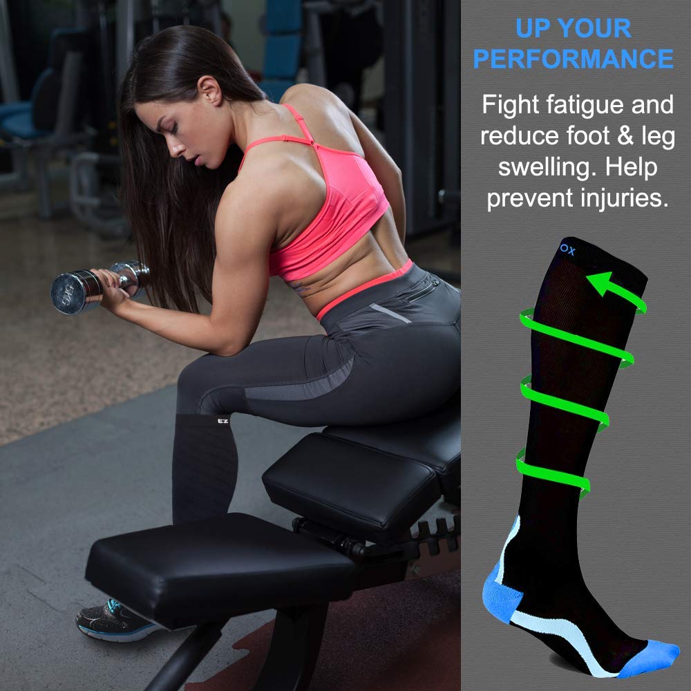 Ez Sox 20-30 mmHg Compression Socks for Men & Women - Seamless Toe Design for All-Day Comfort - Perfect for Travel, Running & Circulation Support