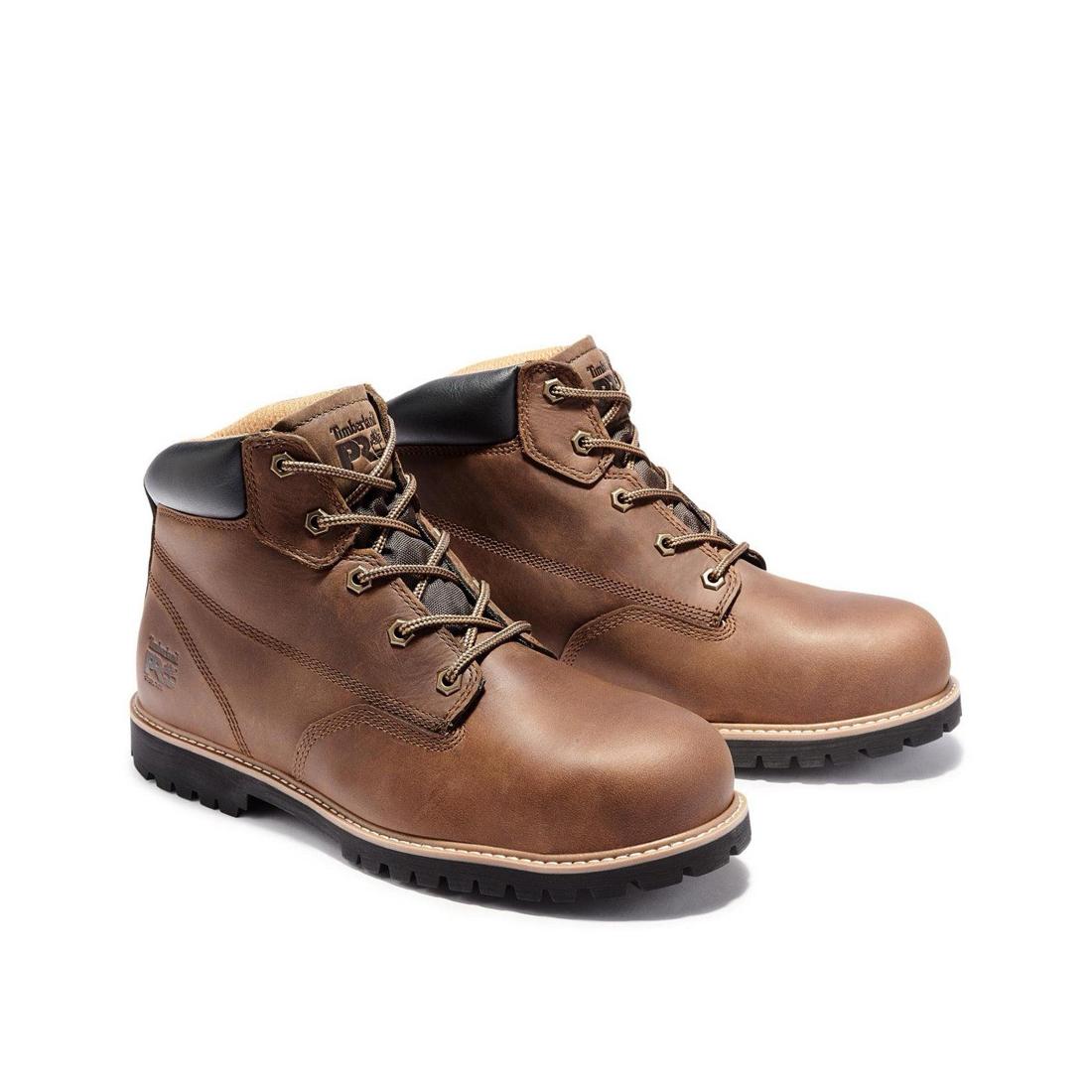 Gritstone 6 Inch Steel Toe Work Boots for Men - Brown Safety Shoes for Construction & Industrial Work - OSHA Compliant Work Boots for Heavy Duty Jobs
