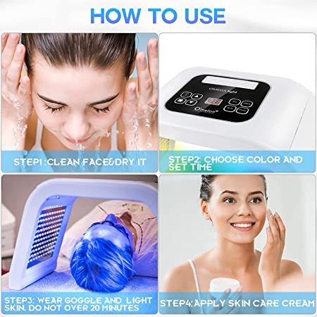 Kostech 7-Color LED Face Mask for Skin Rejuvenation - PDT Photon Therapy Light for Face & Body, Touch Screen Control - Anti-Aging, Whitening & Acne Treatment | Home Spa & Professional Beauty Equipment