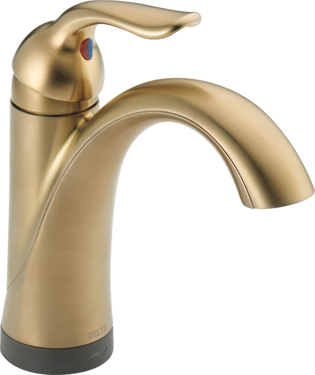 Delta Lahara Single Hole Bathroom Faucet - Gold Champagne Bronze Finish, Single Handle with Diamond Seal Technology & Drain Assembly - Perfect for Modern Bathroom Vanities and Powder Rooms