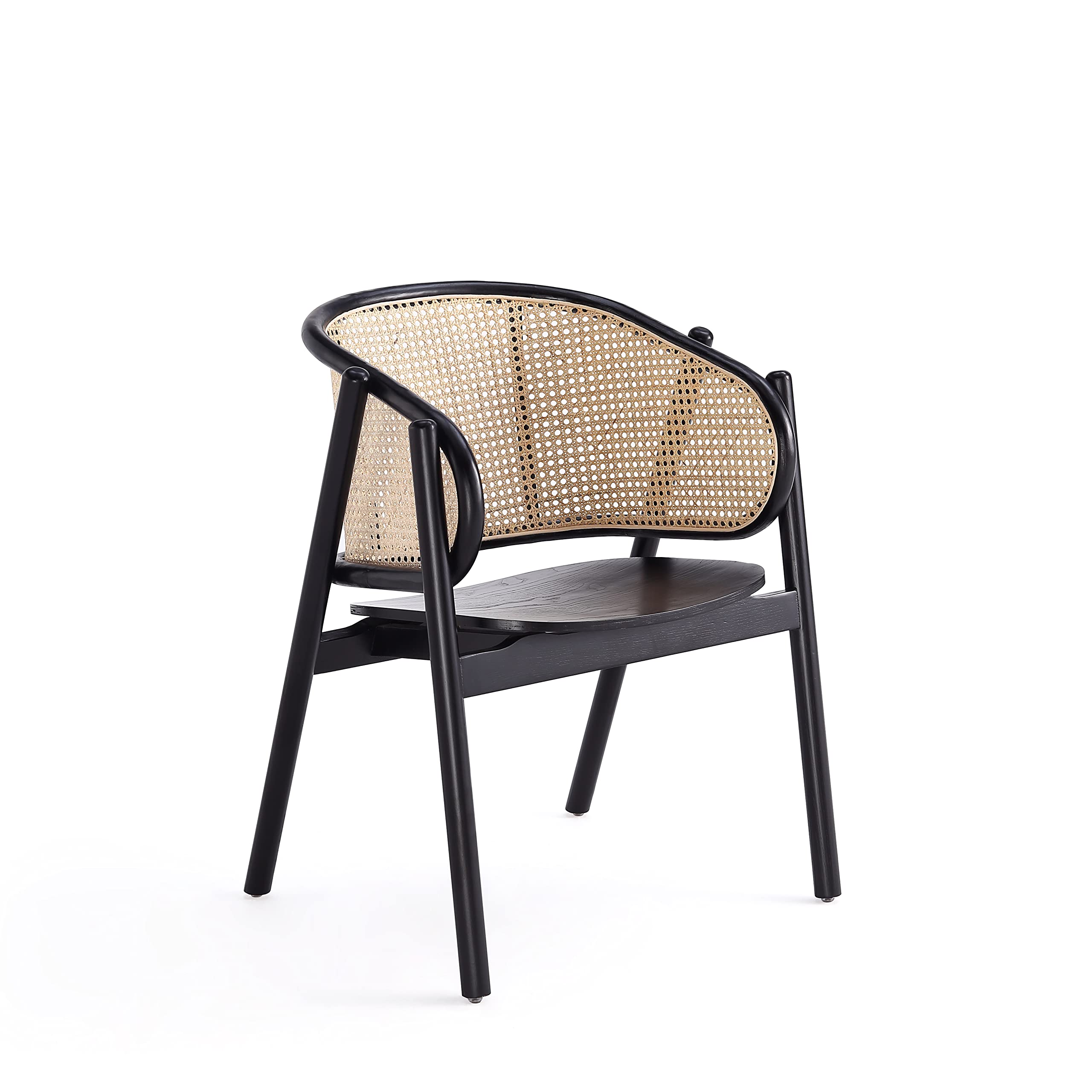 Versailles Rattan Cane Accent Chair - Solid Ash Wood Frame, Ergonomic Curved Seat, Fully Assembled Armchair for Living Room, Bedroom or Patio - Black/Natural - Stylish Home Decor & Comfortable Seating Solution