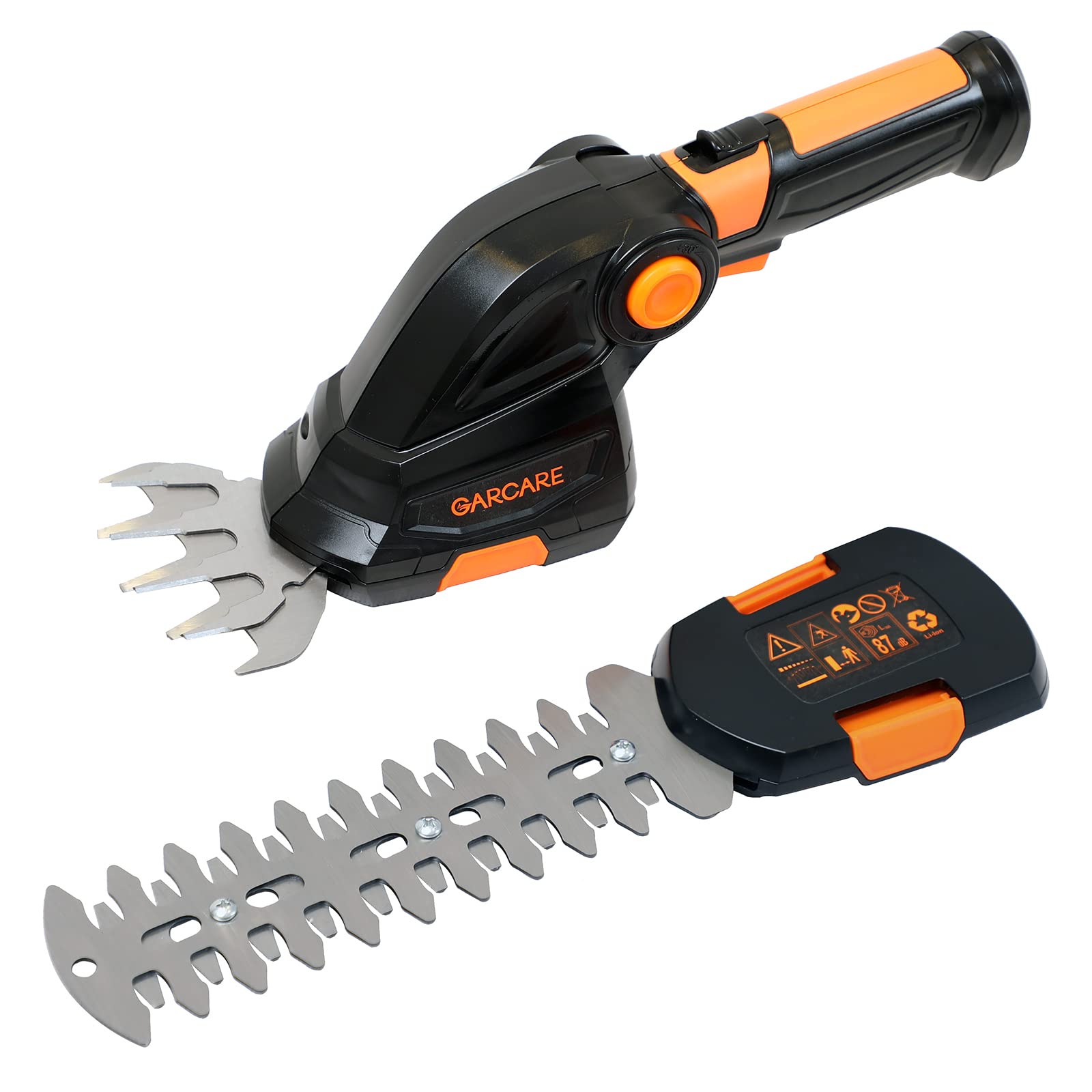 GARCARE 2-in-1 Cordless Grass Shears & Electric Hedge Trimmer - 20V Handheld Bush Trimmer with 1500mAh Lithium-Ion Battery for Shrubs, Garden, Lawn Care & Yard Maintenance - Perfect for Landscaping, Hedge Trimming & Grass Edging