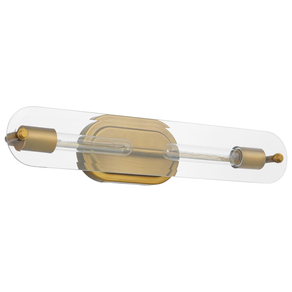 Nuvo 60 7712 Teton 2-Light Vanity Light Fixture - Natural Brass Finish with Clear Beveled Glass Shades - Perfect for Bathroom, Bedroom, or Dressing Room Vanity Lighting