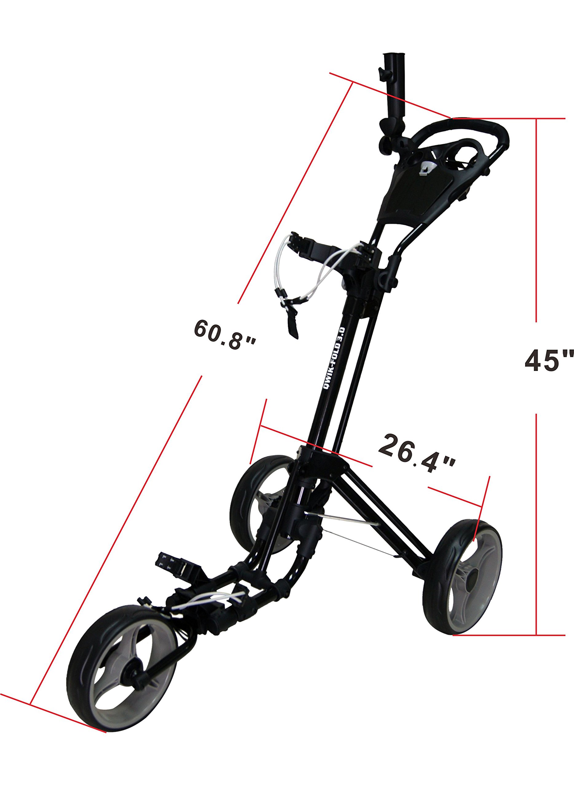 Premium 3-Wheel Golf Push Cart with Foot Brake - 1-Second Quick Fold, Adjustable Handle & Umbrella Holder | Lightweight Aircraft Aluminum Frame | Golf Accessories for Men & Women | Perfect for Golf Courses, Driving Ranges & Outdoor Practice