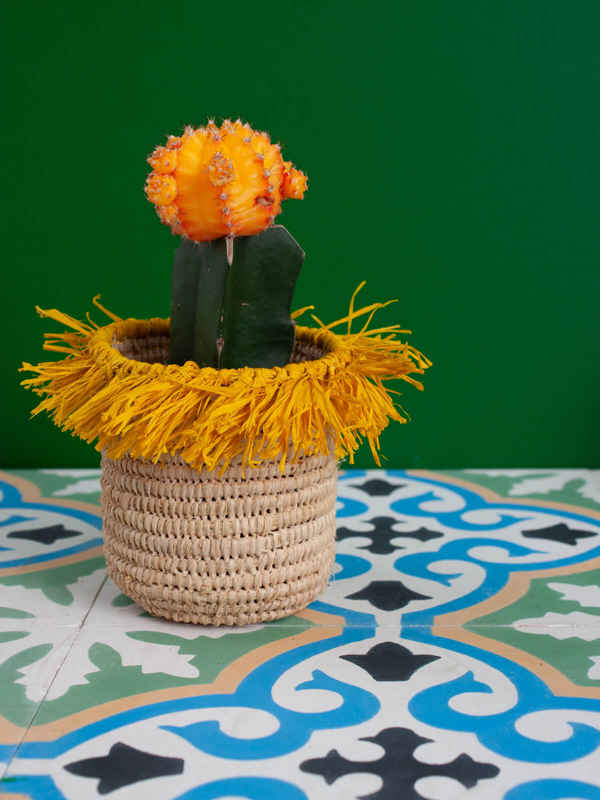 Stylish Yellow Raffia Tassel Storage Pots - Handwoven Decorative Baskets for Home Organization | Perfect for Bathroom, Bedroom & Living Room Decor