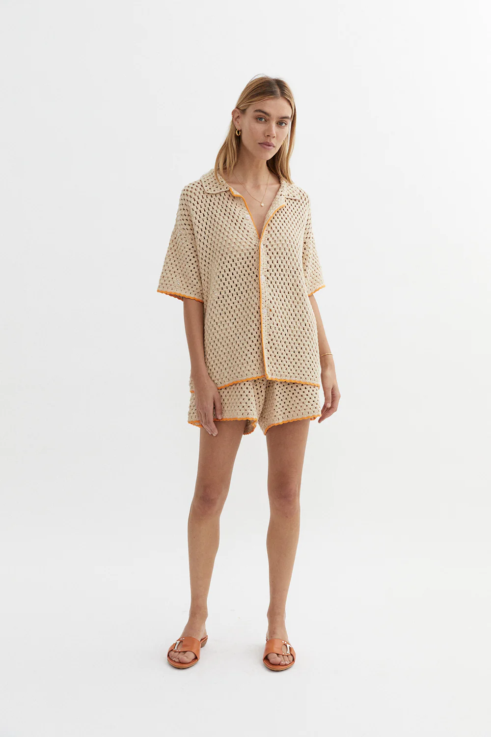 Connie Knit Shirt Women's Casual Long Sleeve Tops in Sand Beige - Perfect for Fall Layering, Office Wear & Weekend Outfits