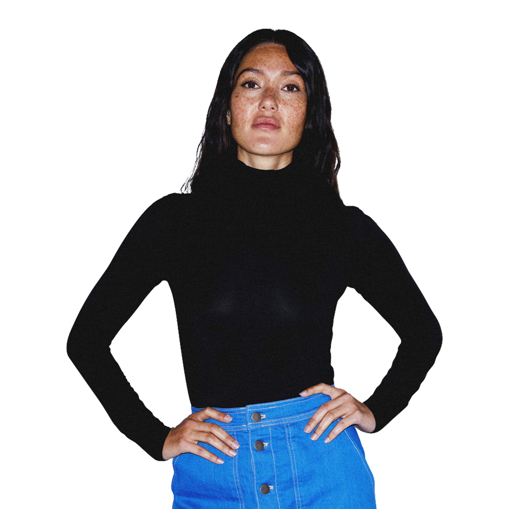 American Apparel Women's Soft Mix Modal Long Sleeve Turtleneck Shirt - Comfortable Stretchy Slim Fit Top for Work, Layering & Winter Fashion