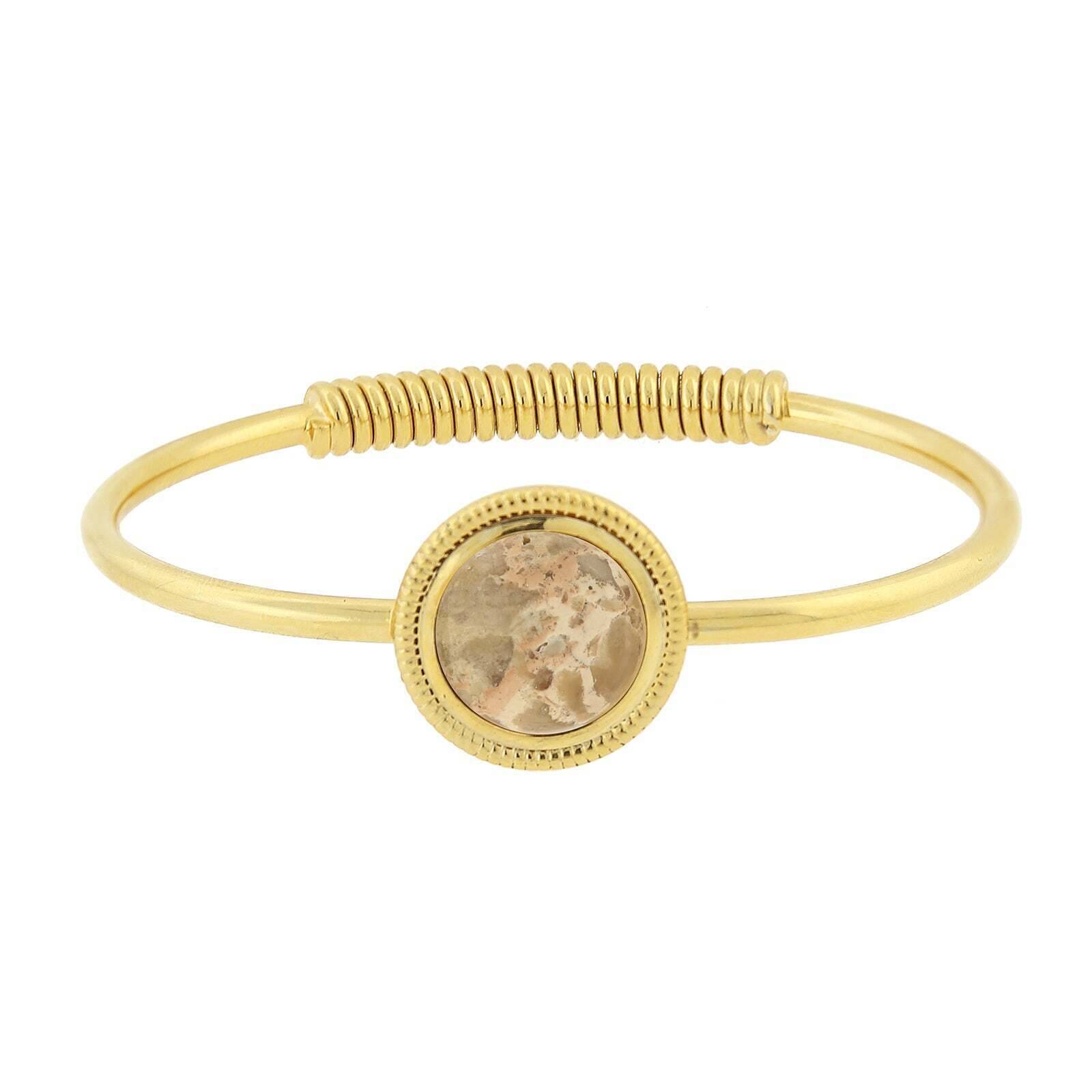 14K Gold Dipped Gemstone Spring Hinge Bracelet for Women - Elegant 1928 Jewelry Collection - Perfect for Weddings, Parties & Everyday Wear