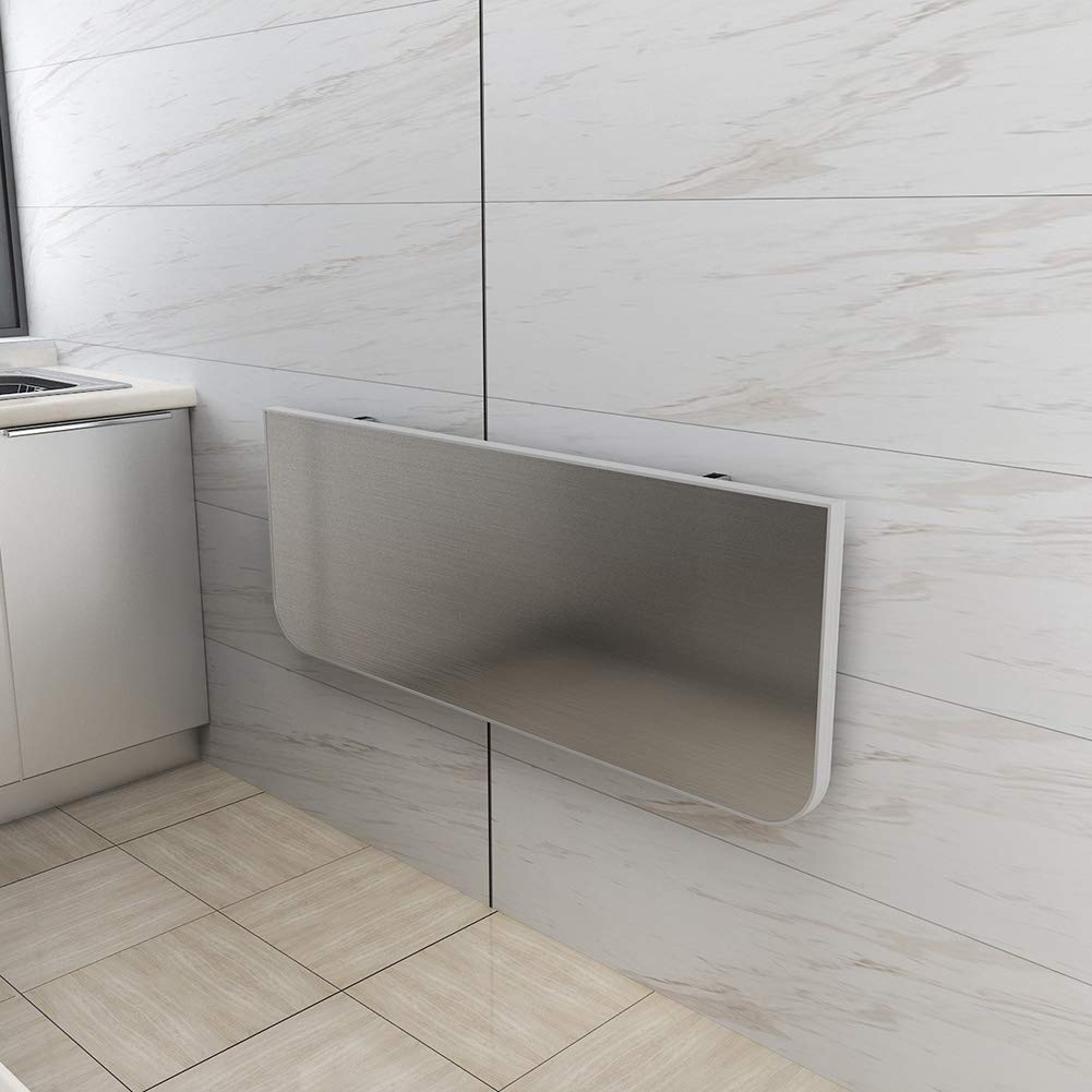 Foldable Wall-Mounted Stainless Steel Table - Space-Saving Kitchen Countertop & Dining Table with Heavy-Duty Brackets (200 lbs Capacity) - Perfect for Small Apartments, Outdoor Kitchens & Compact Workspaces