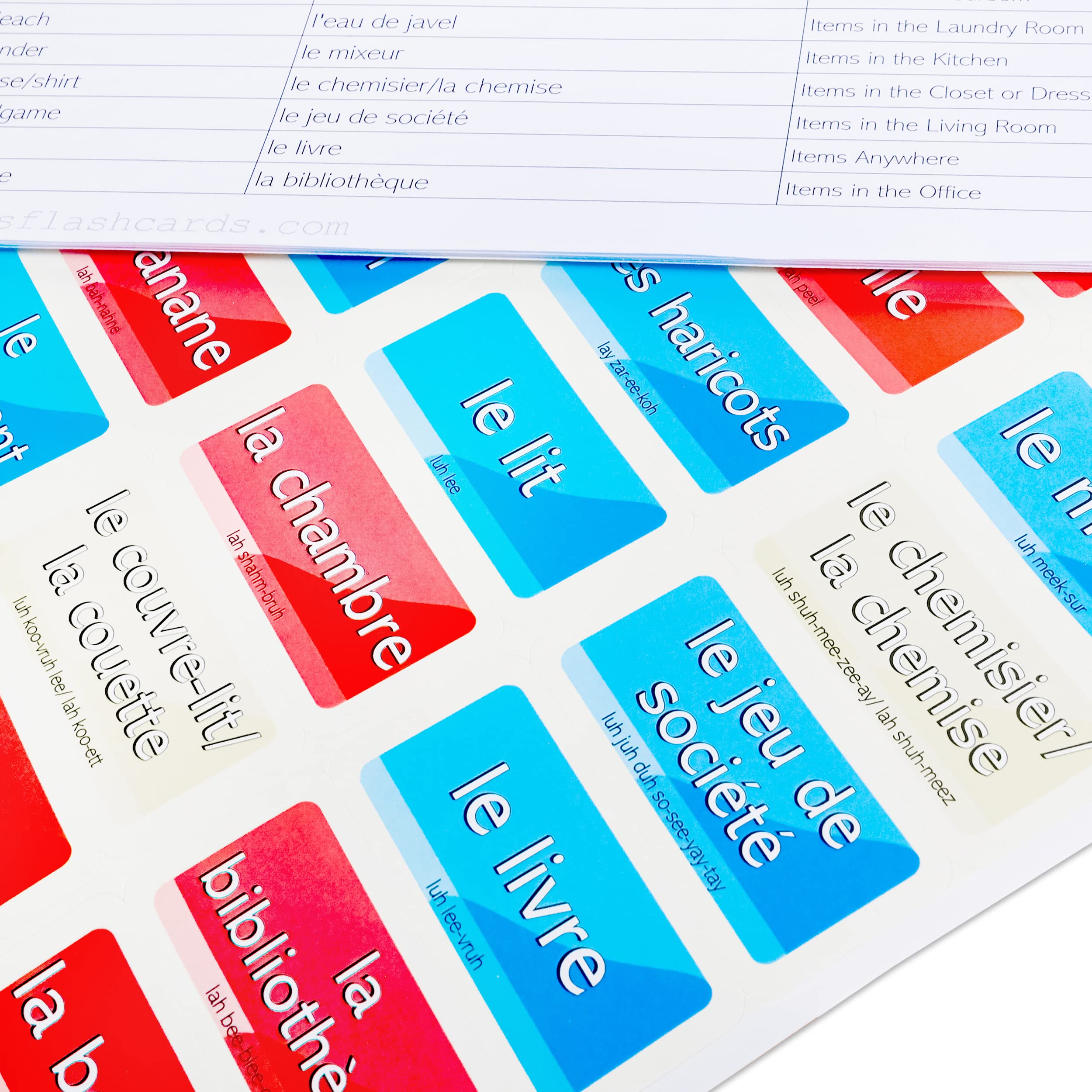 400 French Language Learning Stickers with Lookup Tables - Perfect for Vocabulary Practice, Classroom Activities & Self-Study