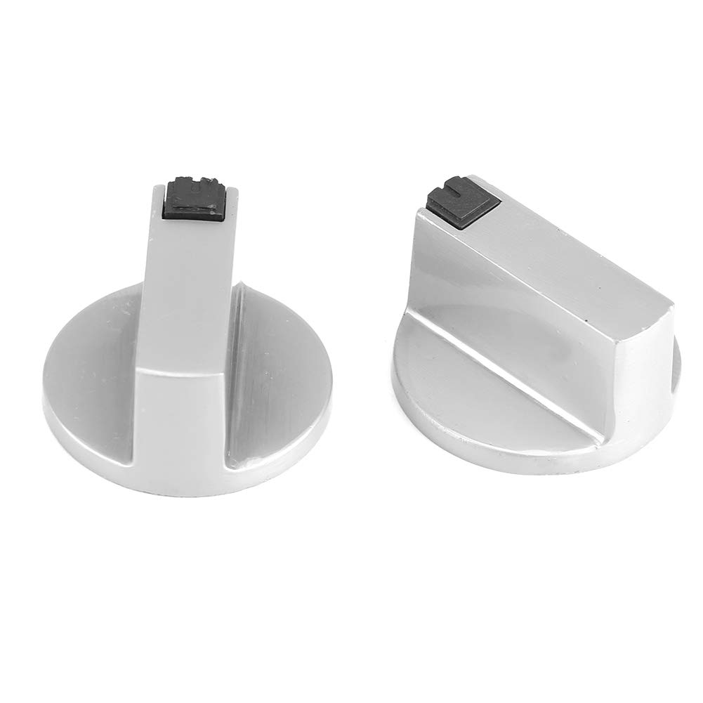 2Pcs 6mm Zinc Alloy Gas Stove Knobs - Silver Minimalist Style Replacement Control Knobs for Kitchen Cooker, Oven & Cooktop - Perfect for Home Kitchen Upgrade & Appliance Repair