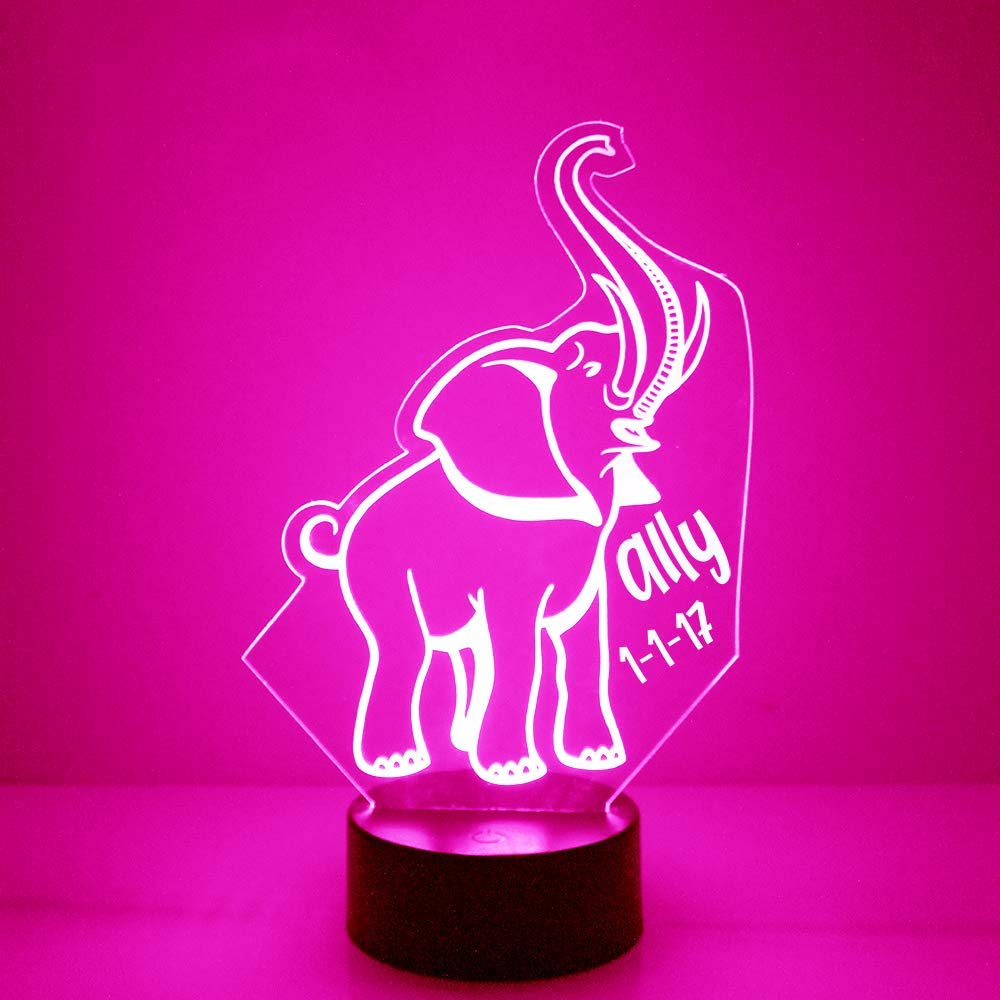 Personalized Elephant Night Light with Remote - Custom Engraved LED Lamp with Name/Text - 16 Colors & 4 Light Modes - Perfect for Nursery Decor, Kids Room Lighting & Unique Gift Ideas