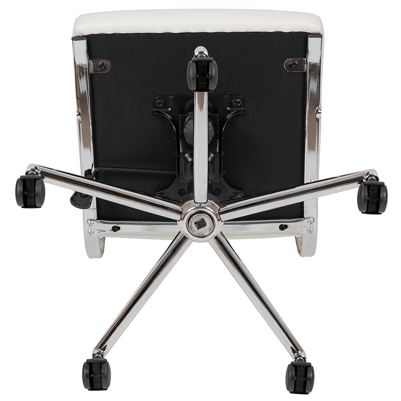 FLASH Hansel Mid Back Executive Office Chair - White LeatherSoft Upholstery, Ergonomic Swivel Design for Home & Office Workspace - Perfect for Desk Work, Conference Rooms & Professional Environments