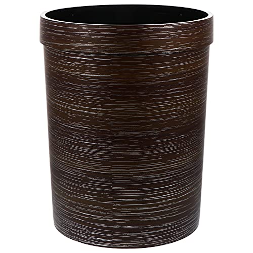 NUOBESTY 13 Gallon Large Trash Can with Lid - Round Plastic Wastebasket for Kitchen, Bathroom, Laundry Room, Office & Dorm - Odor-Proof Garbage Bin with Handle (Coffee Brown) - Perfect for Recycling, Food Waste & Household Cleaning