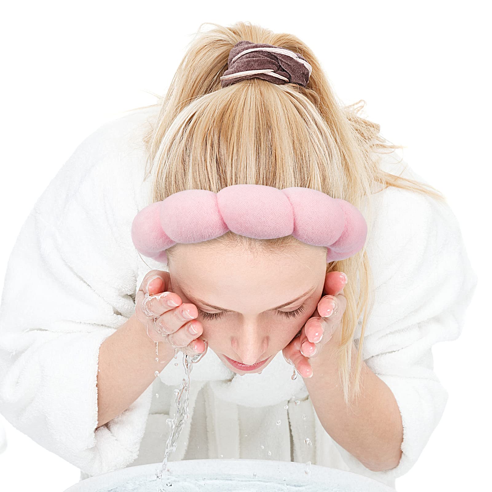 Zkptops Soft Terry Cloth Spa Headband for Women - Non-Slip Thick Padded Hair Accessory for Washing Face, Skincare & Makeup | Perfect for Bath, Spa & Beauty Routines (Pink)