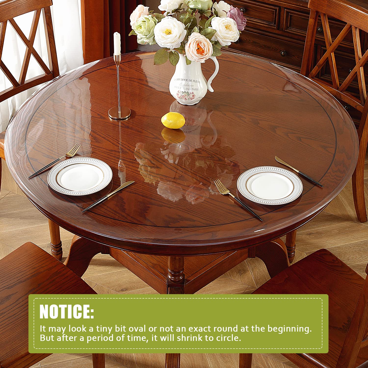 OstepDecor 72 Inch Round Clear Table Protector - Thick Waterproof PVC Table Cover, Vinyl Circle Tablecloth for Dining & Coffee Tables - Perfect for Home, Restaurant, and Outdoor Use
