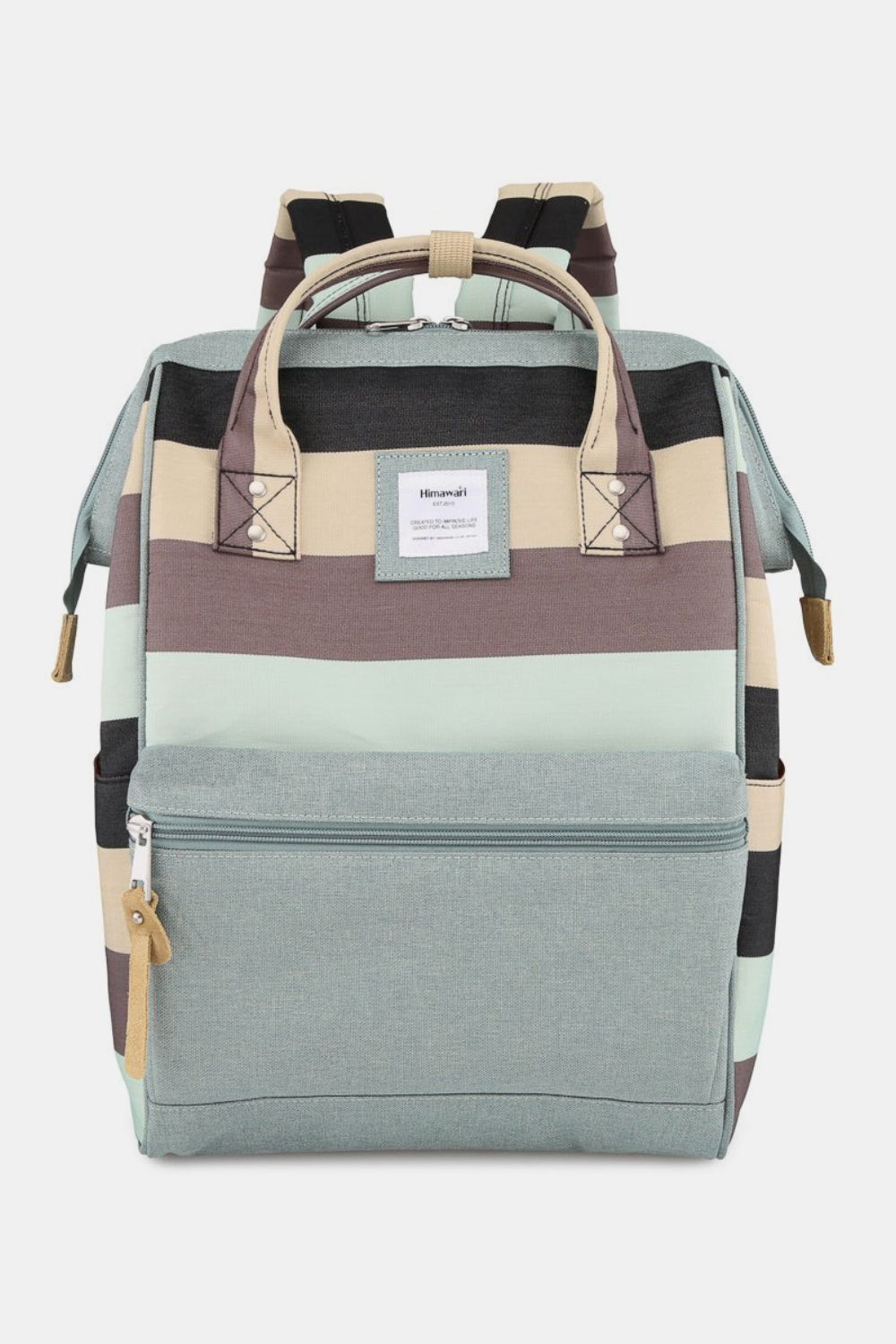 Waterproof Nylon Striped Backpack with Side Pockets - Lightweight Travel Bag for Hiking, School & Daily Commute