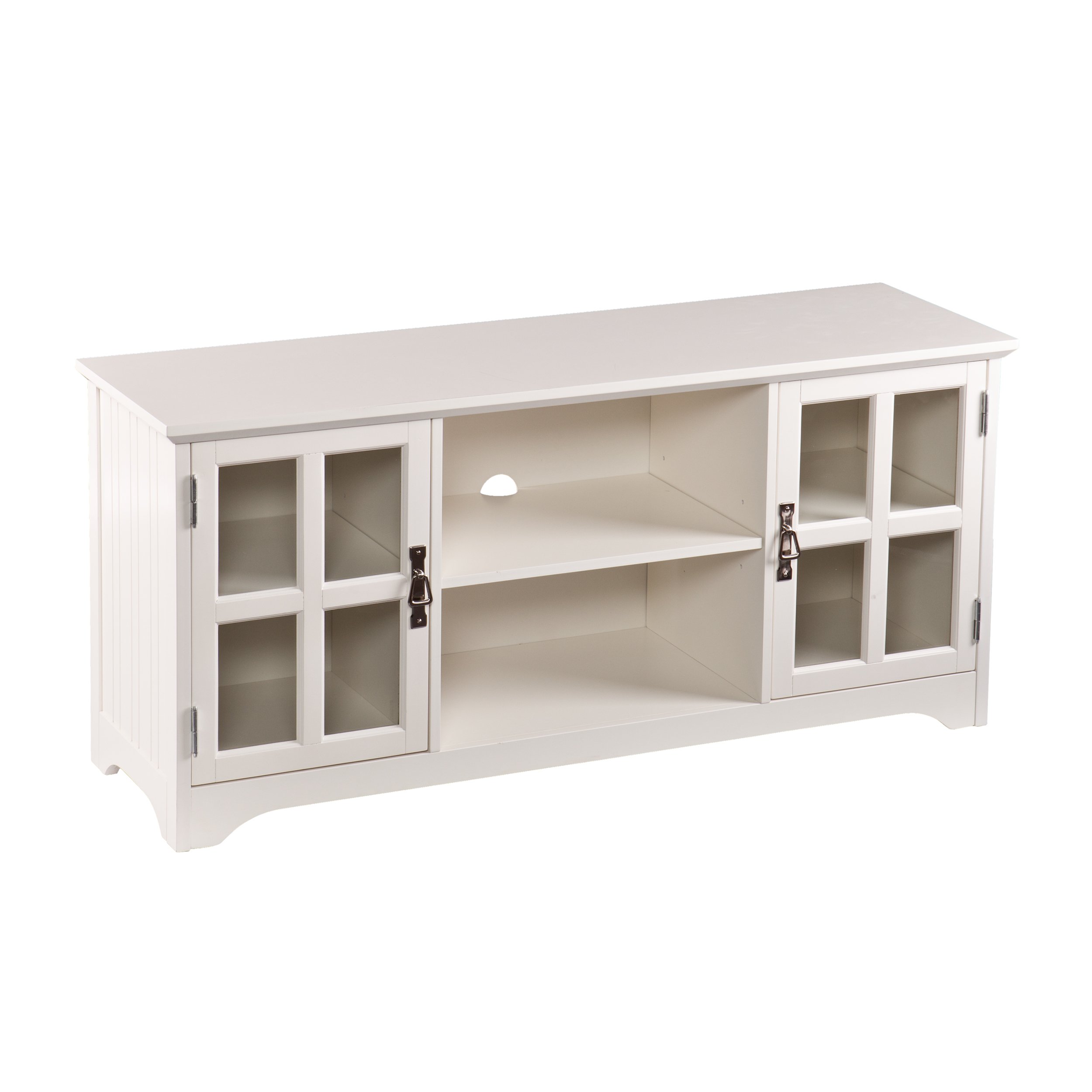 SEI Furniture Remington TV Stand for Flat Screen - White Media Console with Storage Shelves for Living Room, Bedroom & Home Theater