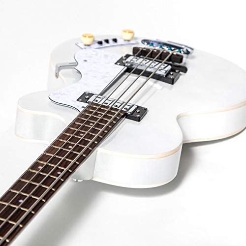 Ignition Pro Club Bass Guitar - Pearl White Finish | Professional Electric Bass for Musicians & Performers | Perfect for Live Gigs, Studio Recording & Practice Sessions