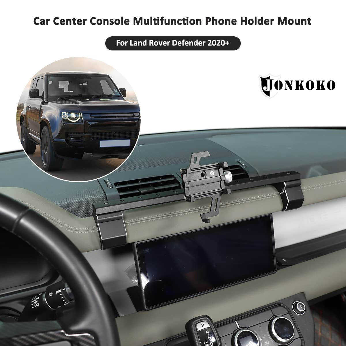 Universal Car Phone Holder Mount for Land Rover Defender 90/110/130 (2020-2025) - Adjustable Center Console Phone Stand with Non-Slip Grip, Compatible with iPhone & Android - Perfect for GPS Navigation & Hands-Free Driving