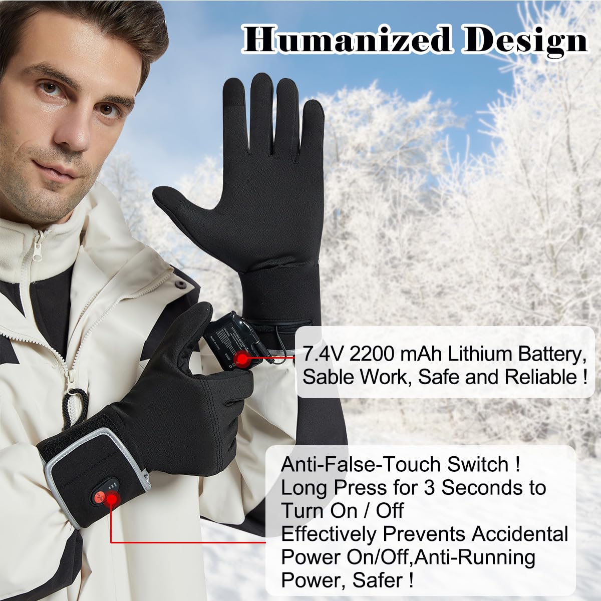 Rechargeable Battery Heated Glove Liners for Men & Women - Thin Electric Gloves with Power Indicator for Typing, Running, Cycling - Perfect for Winter Sports, Outdoor Activities & Cold Weather Commuting