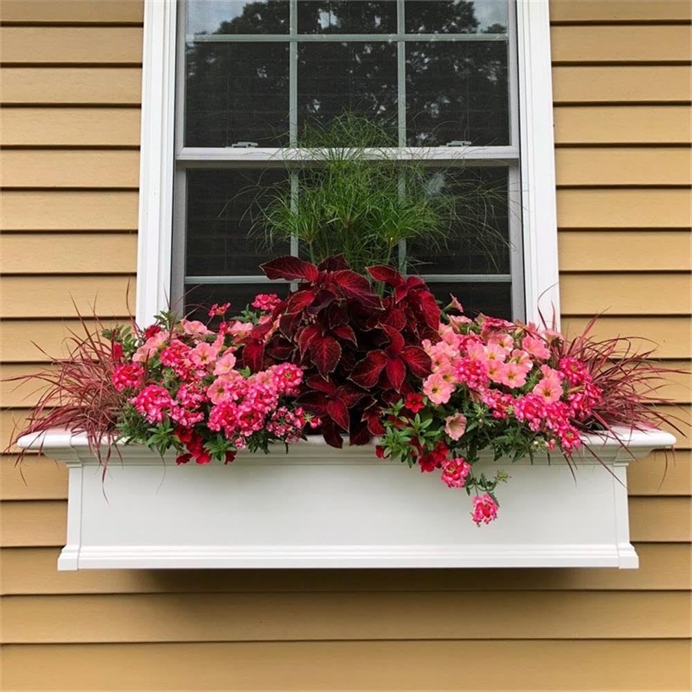 48 Inch White Yorkshire Window Box - Perfect for Indoor & Outdoor Planters, Balcony Decor, and Garden Flower Arrangements