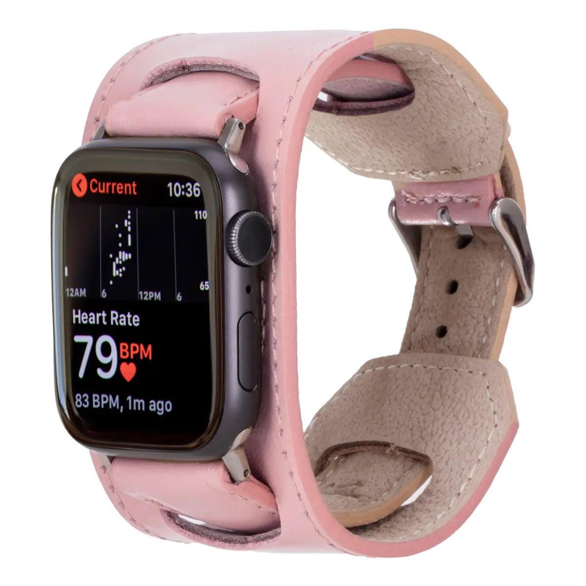 Pink Leather Cuff Strap for Apple Watch - Stylish & Comfortable Wristband for Women, Compatible with All Apple Watch Models - Perfect for Workouts, Office & Everyday Fashion Accessory