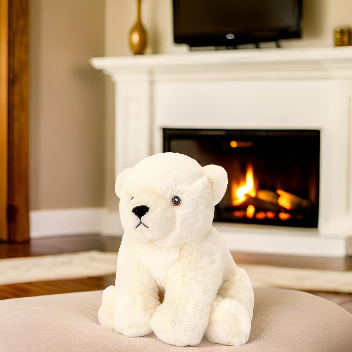 Eco-Friendly Deluxe Paws 100% Recycled Plush Polar Bear Toy - Sustainable Pet Chew Toy for Dogs & Puppies, Perfect for Indoor Playtime & Training Rewards