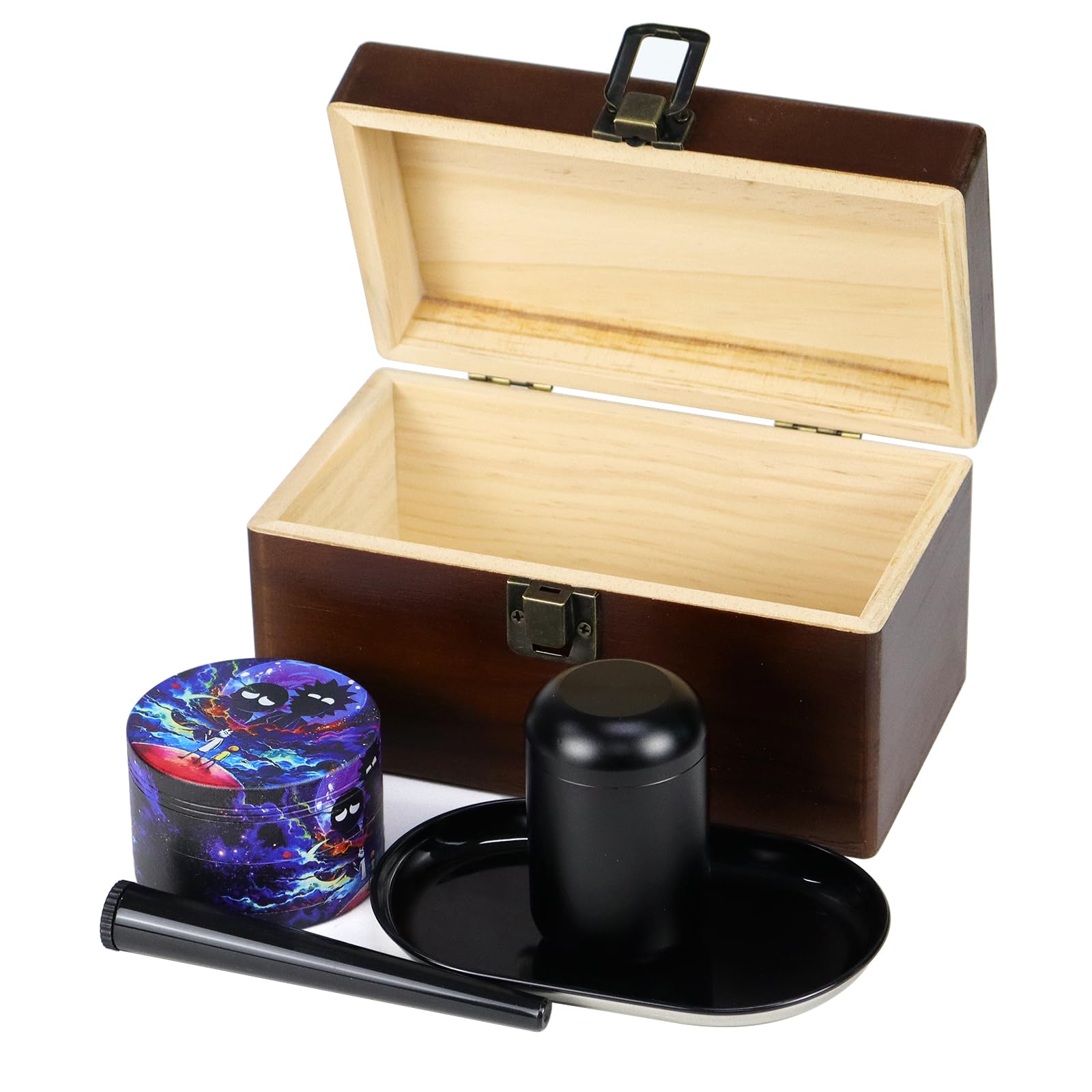 Premium 4-Piece Herb Grinder Kit with Pollen Catcher & Scraper - Durable Zinc Alloy, Sharp Diamond Teeth - Perfect for Herbs, Spices, Tobacco - Ideal Gift for Smokers & Cooking Enthusiasts (Square Gift Box Included) - Use for Home, Travel, or Outdoor Adventures