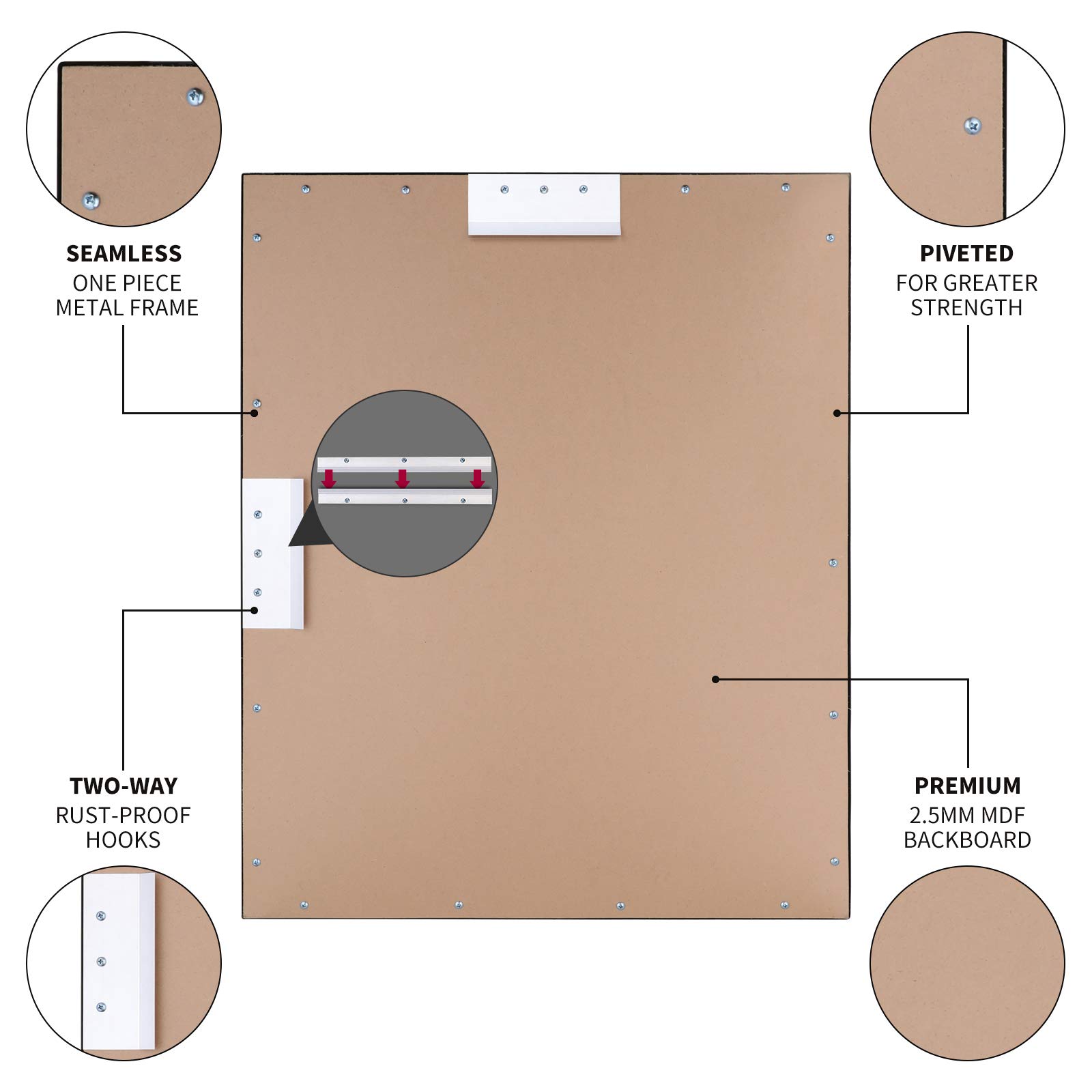 Oil Rubbed Bronze Rectangle Mirror with Black Metal Frame & Red Gold Accent - 30x24 Inches - Horizontal or Vertical Hanging - Perfect for Living Room Vanity, Bathroom & Bedroom Decor