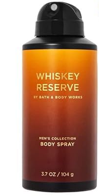 Bath & Body Works Men's Whiskey Reserve Deodorizing Body Spray - 3.7 Fl Oz | Long-Lasting Fragrance for Men | Perfect for Gym, Work & Night Out