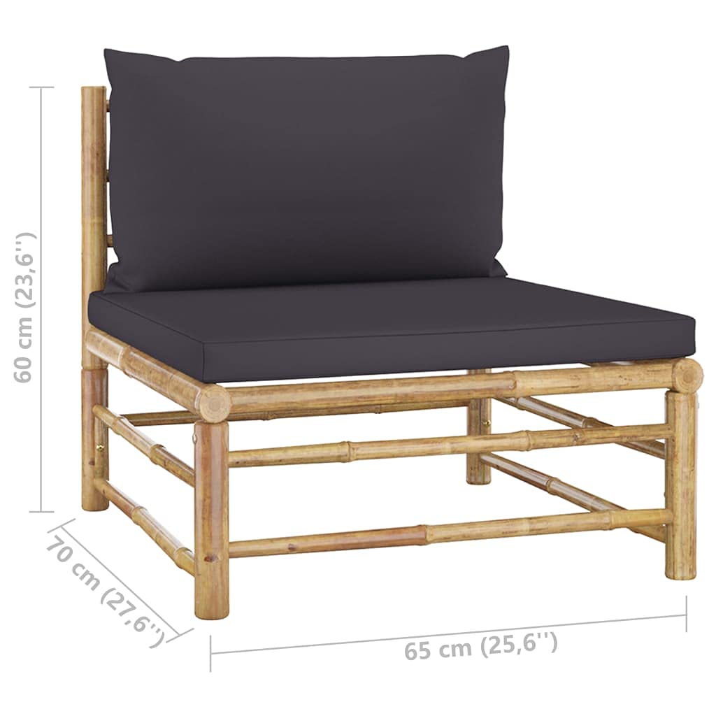 3 Piece Outdoor Garden Dining Set, Bamboo Table and Chairs with Comfortable Cushions, Patio Furniture for Conversation and Coffee, Durable Bamboo Frame